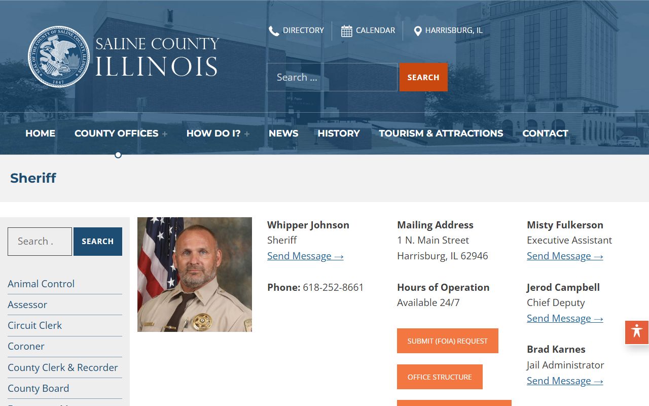 Saline County sheriff page for inmate population and jail records